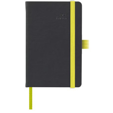 AGENDA 2027 GIORNALIERA MAIORI BLACK COLOR 9X14 CM CON ELASTICO GIALLO FLUO