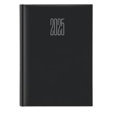 AGENDA 2025 MEDIA GIORNALIERA 15X21 CM A5 GOMMATO NERO