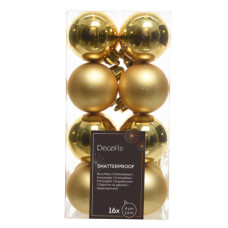 PALLINE DI NATALE 4 CM INFRANGIBILI ORO - CONFEZIONE DA 16 PEZZI
