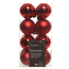PALLINE DI NATALE 4 CM INFRANGIBILI ROSSE - CONFEZIONE DA 16 PEZZI