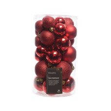PALLINE DI NATALE INFRANGIBILI 6/5/4 CM ROSSE - CONFEZIONE DA 30 PEZZI
