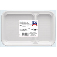 VASSOIO RETTANGOLARE IN PS DOPLA PROFESSIONAL 2 SCOMPARTI 270X180 MM - CONF. 50 PZ - 06027