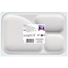 VASSOIO RETTANGOLARE IN PS DOPLA PROFESSIONAL CON 3 SCOMPARTI 315X210 MM - CONF. DA 100 PZ - 06028