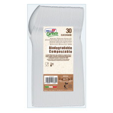 CUCCHIAINI IN BIOCOMPOST DOPLA GREEN COMPACT AVORIO 125 MM - CONFEZIONE DA 30 PEZZI - CODICE 03906