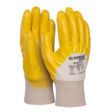 GUANTI DA LAVORO DONAU SAFETY IN COTONE E SPALMATI DI NITRILE GIALLO TAGLIA 10 - CONFEZIONE DA 12 PEZZI - CODICE 32051521-10