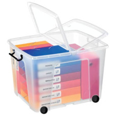 CONTENITORE CON COPERCHIO SU RUOTE IMPILABILE 75 L STRATA IN POLIPROPILENE TRASPARENTE - 2006760110