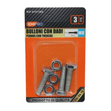 BULLONI CON DADI EMI M8 X 30 MM - CONFEZIONE DA 3 PEZZI - 8101394