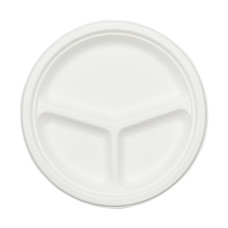 PIATTO A 3 SCOMPARTI IN BAGASSA SBIANCATA FERRARI BIO CONFEZIONE DA 100 PEZZI 260X25,7 MM - FBIO22