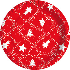 PIATTI PIANI IN CARTA FIBRA VERGINE DOPLA RED XMAS Ø 180 MM - CONFEZIONE DA 10 PEZZI - 11817