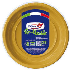 PIATTI FONDI IN PS DOPLA REUSABLE Ø 205 MM ORO - CONF. DA 25 PZ - 11859 PIATTI FONDI IN PS DOPLA REUSABLE Ø 205 MM ORO - CONF. DA 25 PZ - 11859