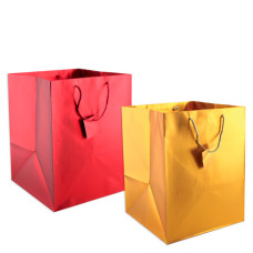 BORSA SHOPPER FLORIO CARTA COLORE ROSSO E ORO - FORMATO PANETTONE 26X26X35 CM - CONFEZIONE DA 10 PEZZI - 70760