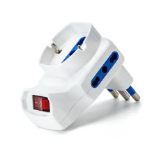 ADATTATORE A 3 VIE - 2 P17/11 & 1 P40 (SHORT) CON INTERRUTTORE BIANCO AIGOSTAR 16A - 198527 ADATTATORE A 3 VIE - 2 P17/11 & 1 P40 (SHORT) CON INTERRUTTORE BIANCO AIGOSTAR 16A - 198527