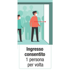ADESIVO SEGNALETICO INGRESSO CONSENTITO 1 PERSONA PER VOLTA 15X30 CM MULTICOLORE - 30026 ADESIVO SEGNALETICO INGRESSO CONSENTITO 1 PERSONA PER VOLTA 15X30 CM MULTICOLORE - 30026