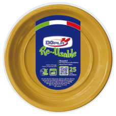 PIATTI DA FRUTTA IN PS DOPLA RIUTILIZZABILI Ø 170 MM COLORE ORO - CONFEZIONE DA 25 PEZZI - 11822 PIATTI DA FRUTTA IN PS DOPLA RIUTILIZZABILI Ø 170 MM COLORE ORO - CONFEZIONE DA 25 PEZZI - 11822