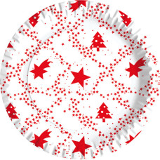 PIATTI PIANI IN CARTA FIBRA VERGINE DOPLA RED XMAS Ø 230 MM - CONF. 10 PEZZI - 11816