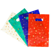 BORSA SHOPPER DECORATION STAR MIX IN PE - 25X40 CM COLORI ASSORTITI - CONF. 100 PZ - SHE743MIX