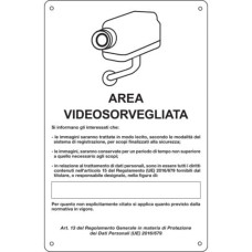 CARTELLO AREA VIDEO 20X30 CM CON IMMAGINE BIANCA - CARTELLI SEGNALATORI AREA SOTTOPOSTA A VIDEOSORVEGLIANZA - 33328