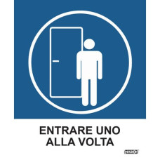 ADESIVO SEGNALETICO MARKIN ENTRARE UNO ALLA VOLTA IN LWM - 12,5X15,2 CM CONF. 2 PEZZI - X110COV-7