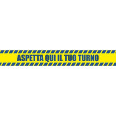 ADESIVO SEGNALETICO CALPESTABILE MARKIN ASPETTA QUI IL TUO TURNO IN PVC 98X8,5 CM - CONF. 2 PEZZI - X290COV-10