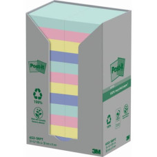 FOGLIETTI POST-IT® NOTES IN CARTA RICICLATA ASSORTITI PASTELLO CONF. TORRE DA 24 BLOCCHETTI DA 100 FF - 653-1RPT-N