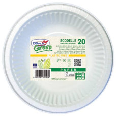 SCODELLE DOPLA GREEN IN CARTA FIBRA VERGINE DA 380 ML - Ø 190 MM BIANCHE - CONFEZIONE DA 20 PEZZI