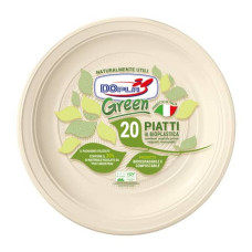 PIATTI FRUTTA BIODEGRADABILI E COMPOSTABILI DOPLA GREEN AVORIO Ø 170 MM - CONFEZIONE DA 20 PEZZI - 45027