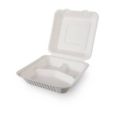 MENU BOX IN POLPA DI CELLULOSA DOPLA PROFESSIONAL - 3 SCOMPARTI BIANCO - CONF. 50 PZ - 20218