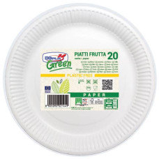 PIATTI FRUTTA IN CARTA DI FIBRA VERGINE DOPLA GREEN - Ø 180 MM BIANCO - CONFEZIONE DA 20 PEZZI - 11803