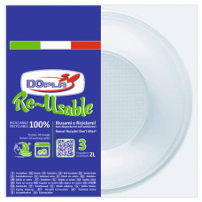 INSALATIERA IN PS DOPPIA RIUTILIZZABILE 2 L TRASPARENTE - CONF. 3 PZ - 34034