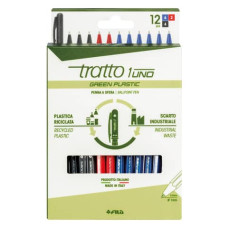 PENNA A SFERA TRATTO 1 GREEN PLASTIC - CONF. 12 PEZZI IN 3 COLORI ASSORTITI - F04020000