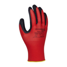 GUANTI DA LAVORO DONAU SAFETY IN PL ROSSO E LATTICE RUVIDO NERO SUL PALMO TAGLIA 7 - CONFEZIONE DA 12 PEZZI -  32021121-07