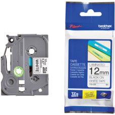 NASTRO LAMINATO PER ETICHETTATRICE - NERO/BIANCO BROTHER 12 MM X 8 MT