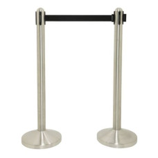 COLONNINA SEGNAPERCORSO SECURIT IN ACCIAIO - NASTRO RETRATTILE 2,1 M NERO - 101X51X51 CM - RS-RT-RVS-BL-SET