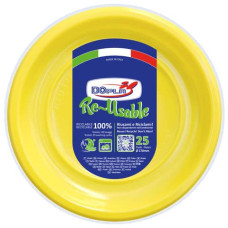 PIATTI FRUTTA GIALLI IN POLISTIRENE H.18 MM CONFEZIONE DA 25 PEZZI DOPLA REUSABLE Ø 170 MM PIATTI FRUTTA GIALLI IN POLISTIRENE H.18 MM CONFEZIONE DA 25 PEZZI DOPLA REUSABLE Ø 170 MM