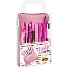 SET PENNE BIC PINK & PURPLE - TROUSSE ROSA METALLIZZATO - MODELLI E COLORI ASSORTITI - CONF. 9 PEZZI- 9642801