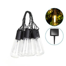 CATENA LUMINOSA LED DA ESTERNO AIGOSTAR CON PANNELLO SOLARE, 10 LAMPADINE TRASPARENTI A TUBO A LUCE CALDA, LUNGHEZZA 3,8 M - CODICE PRODOTTO B10201VRI