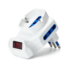 ADATTATORE A 3 VIE - 2 P17/11 & 1 P40 (SHORT) - CON INTERRUTTORE - BIANCO AIGOSTAR 10A - 198510 ADATTATORE A 3 VIE - 2 P17/11 & 1 P40 (SHORT) - CON INTERRUTTORE - BIANCO AIGOSTAR 10A - 198510