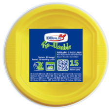 SCODELLE IN PS DOPPIO RIUTILIZZABILI 300 ML GIALLO - CONFEZIONE DA 15 PEZZI - 08147