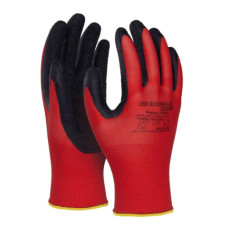 GUANTI DA LAVORO DONAU SAFETY IN PL ROSSO E LATTICE RUVIDO NERO SUL PALMO TAGLIA 9 - CONFEZIONE DA 12 PEZZI - CODICE 32021121-09
