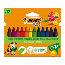 PASTELLI A CERA BIC KIDS PLASTIDECOR TRIANGLE - CONFEZIONE DA 12 PEZZI ASSORTITI