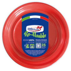 PIATTI PIANI ROSSI IN POLISTIRENE H.19 MM CONF. 25 PZ DOPLA REUSABLE Ø 220 MM 11839