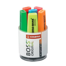 EVIDENZIATORI STABILO BOSS ORIGINAL 2-5 MM ASSORTITI CILINDRO IN PLASTICA CON 6 PEZZI - 7006