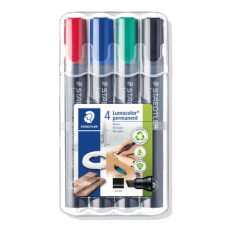 MARCATORI PUNTA A SCALPELLO STAEDTLER LUMOCOLOR PERMANENT MARKER 350 ASTUCCIO DA 4 PEZZI - 350 WP4