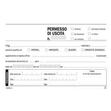 BLOCCO PERMESSI DI USCITA DATA UFFICIO 10X16,8 CM - 50X2 COPIE AUTORICALCANTI DU1626C0000