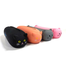 KAWAII ASTUCCIO PORTAPENNE GATTO TOPO IN SILICONE CON CERNIERA