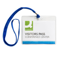 PORTABADGE IN PVC MORBIDO 154X127 MM CON CORDONCINO BLU - CONF. 25 PZ