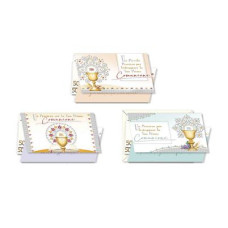 BIGLIETTI AUGURALI PORTASOLDI COMUNIONE CROMO ASSORTITI IN 3 SOGGETTI - CONF. 12 PZ