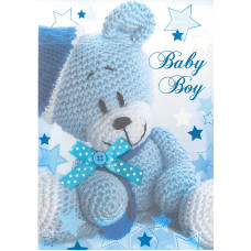 BIGLIETTO AUGURI BABY BOY IMMAGINE IN RILIEVO DIM. 12X17 CM