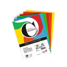 CWR CARTA COLORATA COLORI FORTI 200GR A3 PACCO 100FG 5 COLORI ASSORTITI