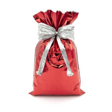 BUSTA REGALO METALLIZZATA 20X35  CM ROSSO CONF.50 BUSTE